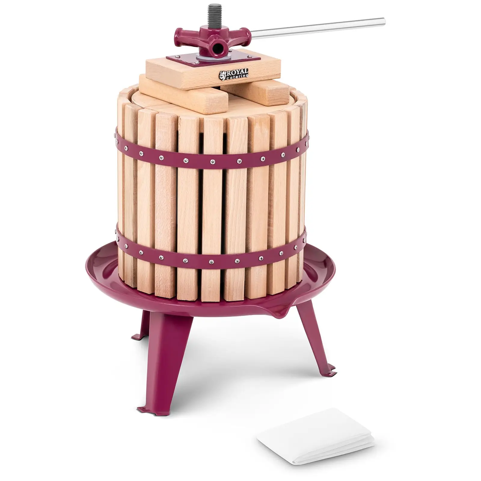 Prensa para fruta - manual - madera - 12 L - incluye bloque de madera, placa de presión y paño de prensado