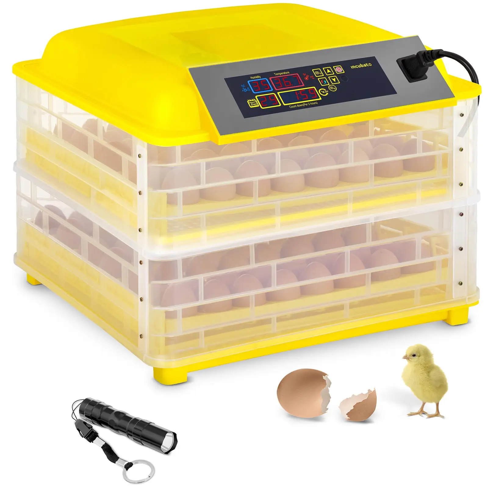 Incubadora - 112 huevos - ovoscopio incluido - totalmente automática