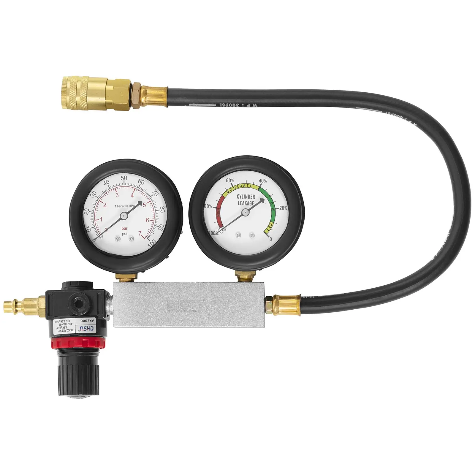 Probador de pérdida de presión - manómetro doble - 0 - 7 bar