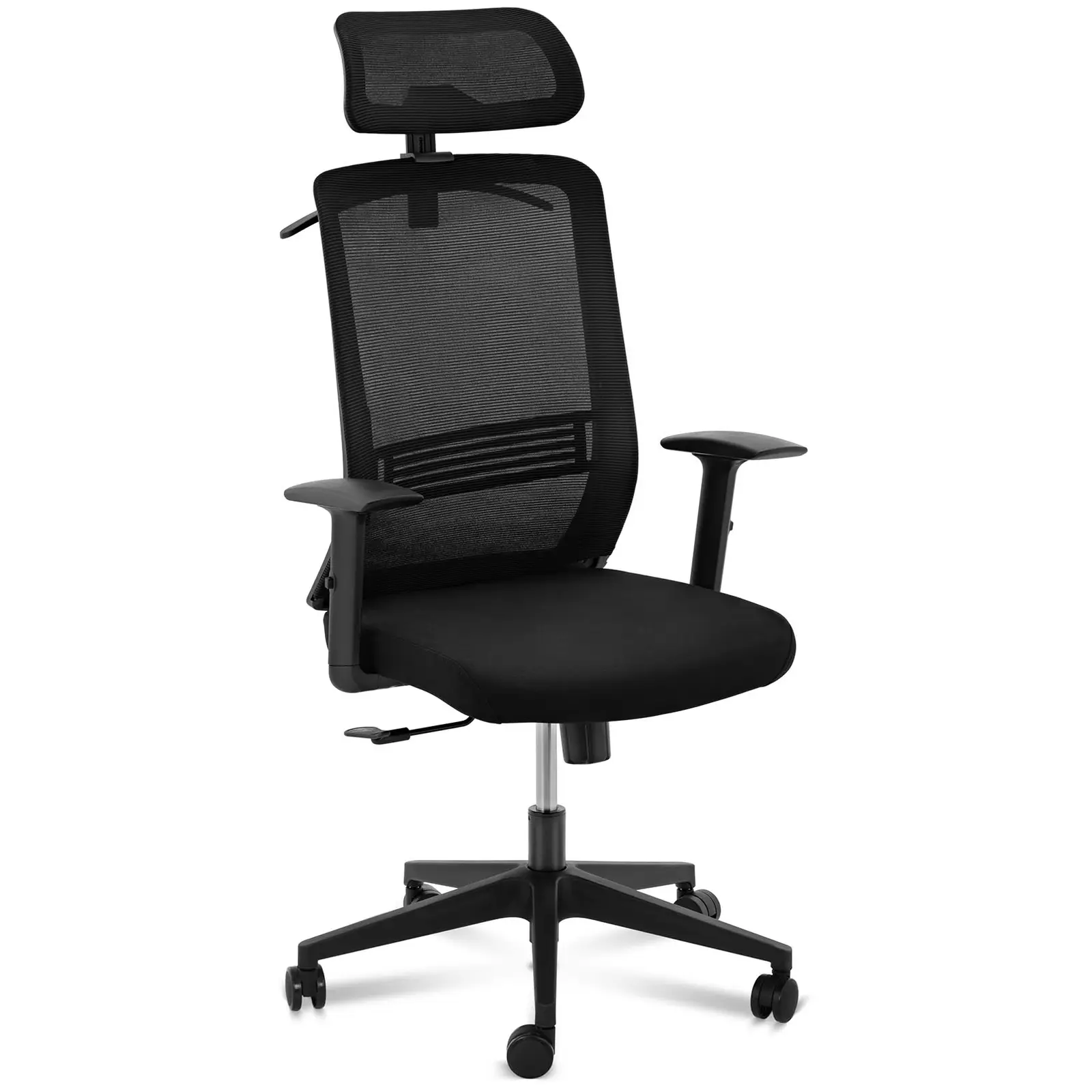 Silla de escritorio - respaldo de red - reposacabezas - asiento de 50 x 61 cm - hasta 150 kg - negra
