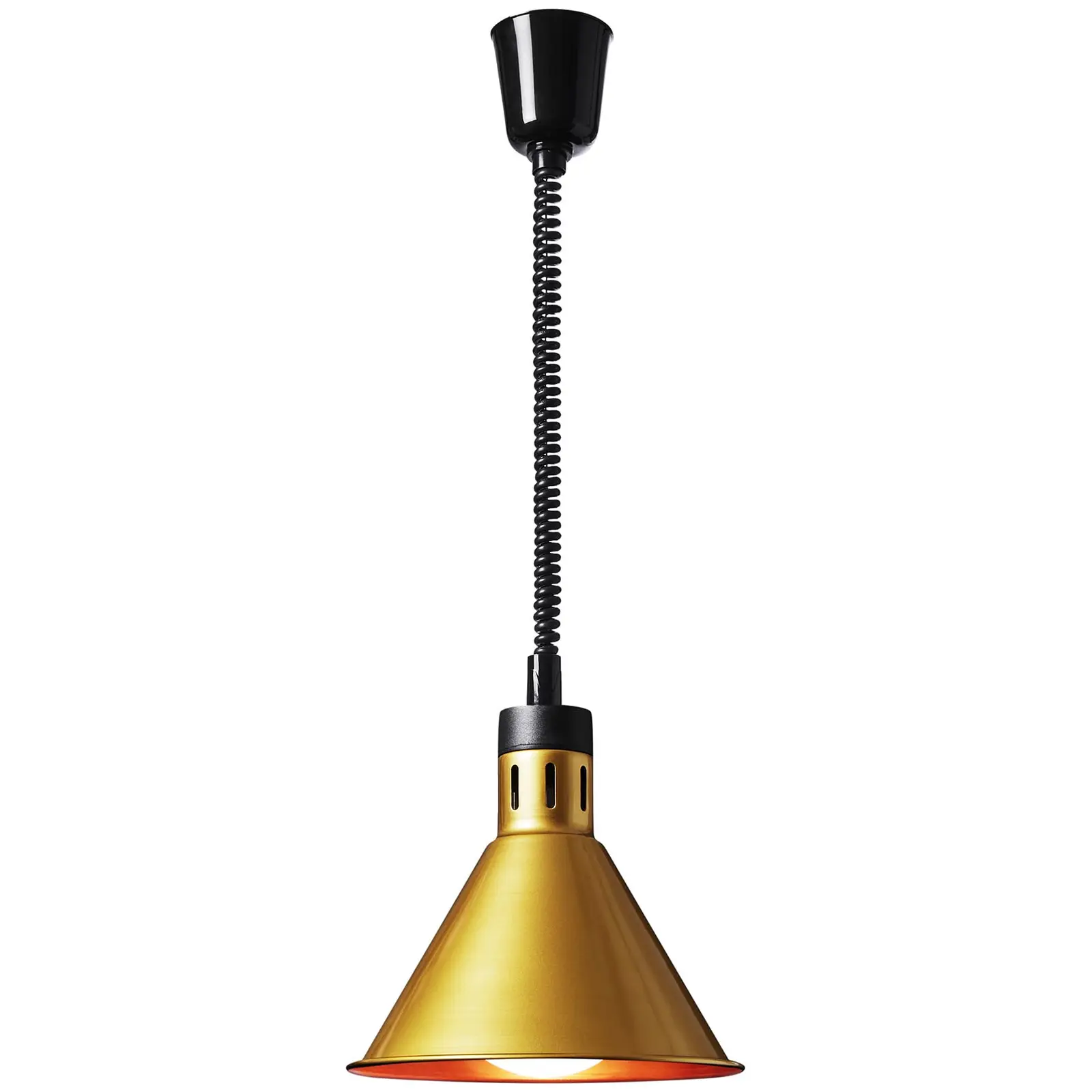 Lámpara calentadora de alimentos - dorado pálido - 27 x 27 x 31 cm - Royal Catering - acero - regulable en altura