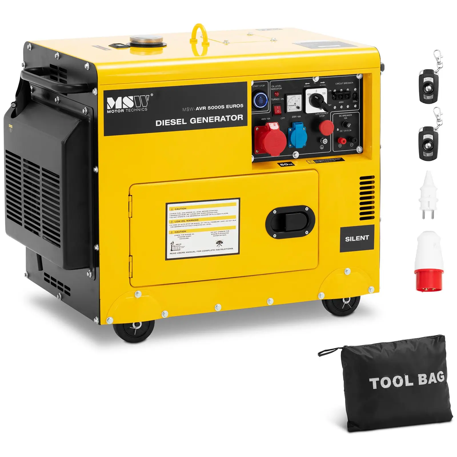 Generador diésel - 4250 / 5000 W - 16 L - 240/400 V - portátil - AVR - Euro 5
