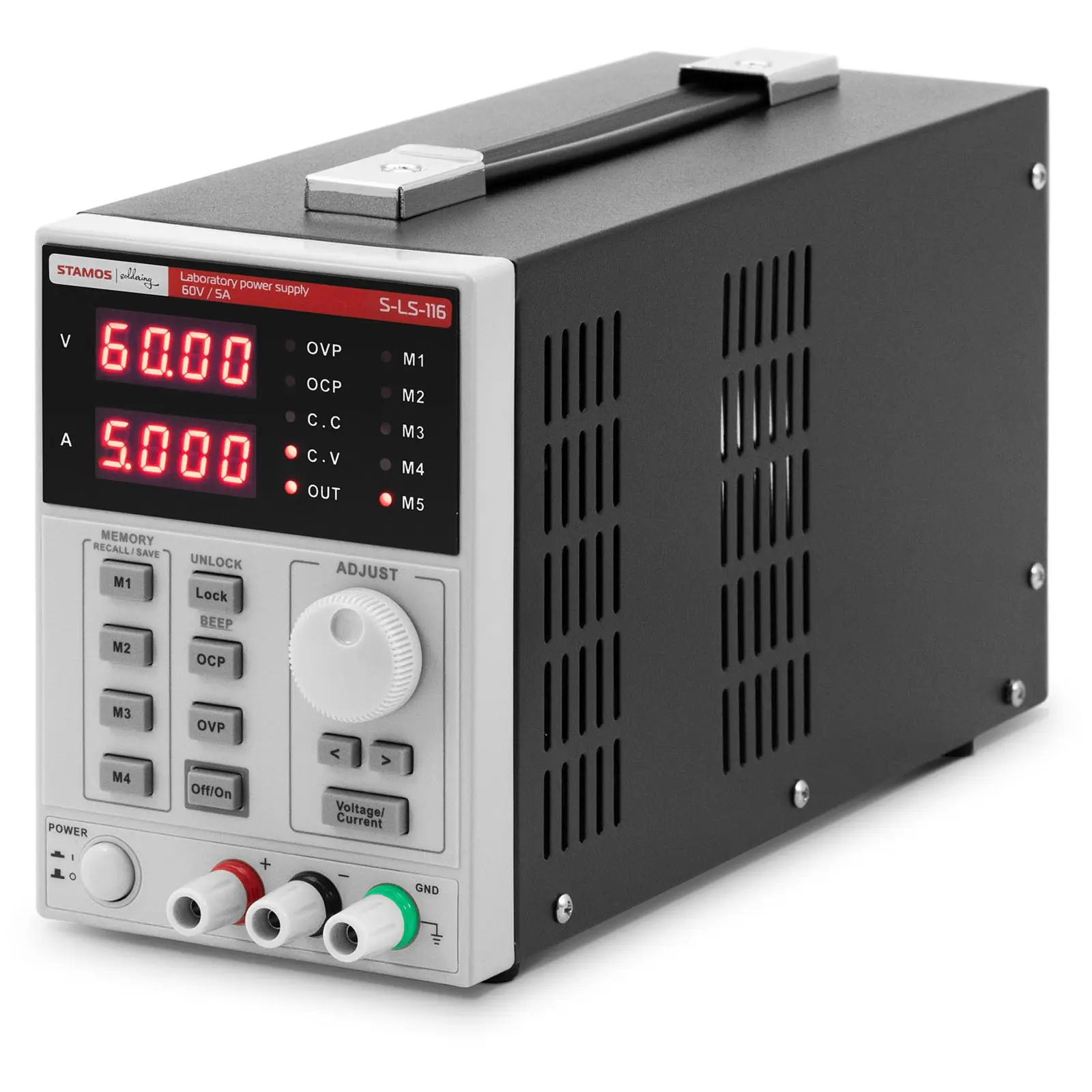 Fuente de alimentación para laboratorio - 0 - 60 V - 0 - 5 A DC - 300 W - 5 puestos de memoria - pantalla LED - USB/RS232