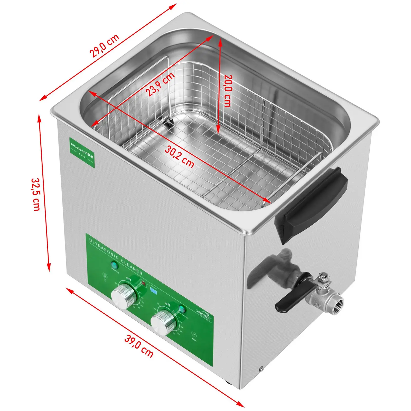 Limpiador ultrasonidos - 10 litros - 180 W - Eco