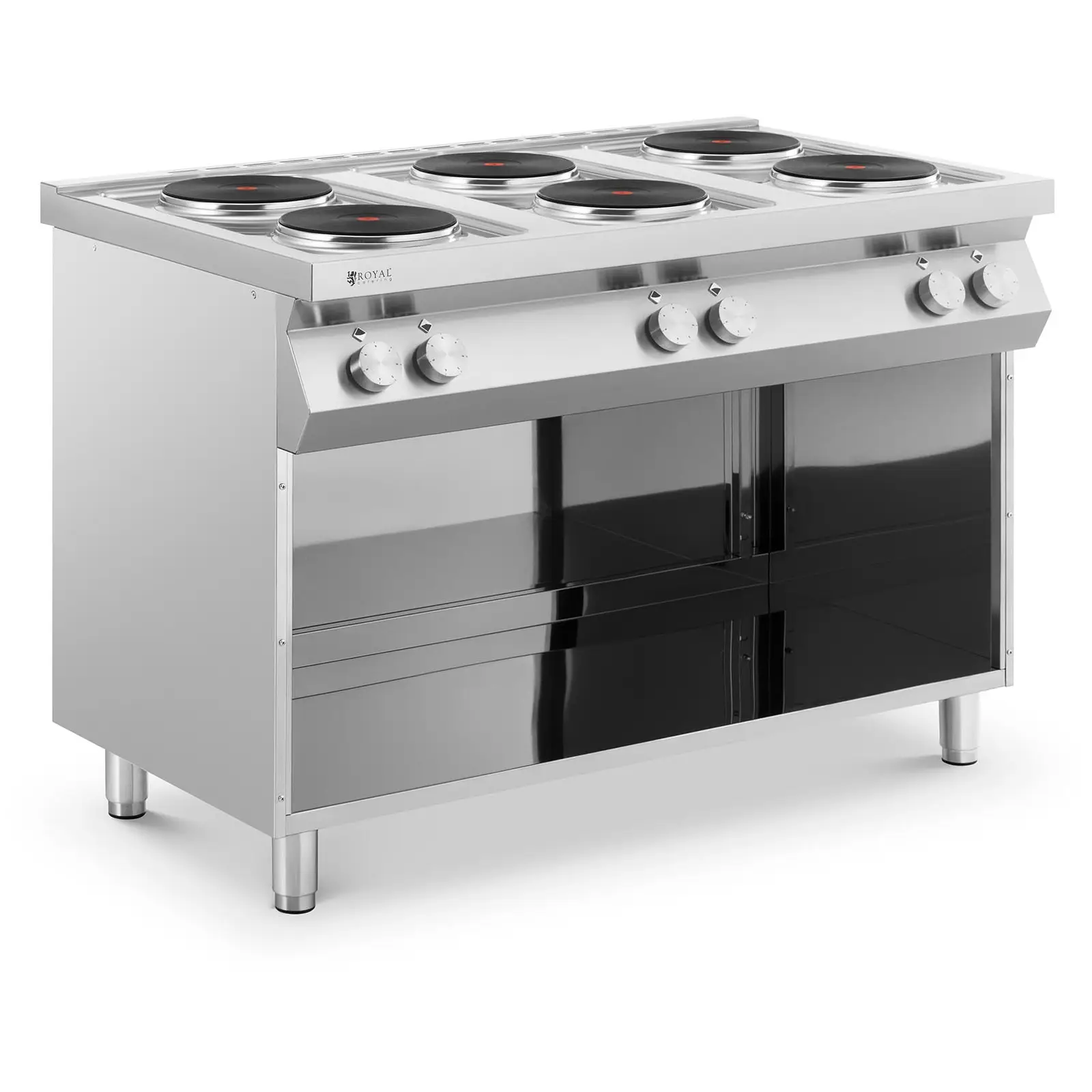 Cocina eléctrica para gastronomía - 15600 W - 6 placas - mueble bajo - Royal Catering