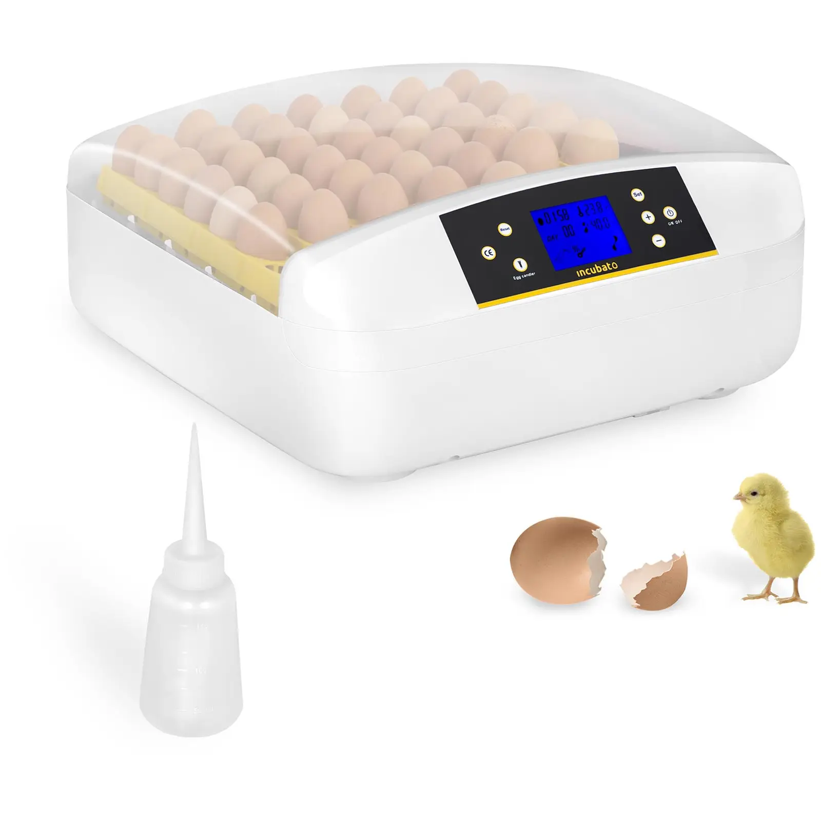 Incubadora - 56 huevos - ovoscopio y dispensador de agua - totalmente automática