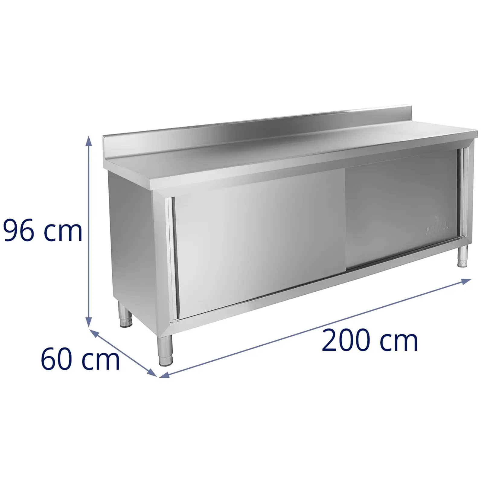 Mueble neutro de acero inoxidable - 200 x 60 cm - antisalpique - 160 kg