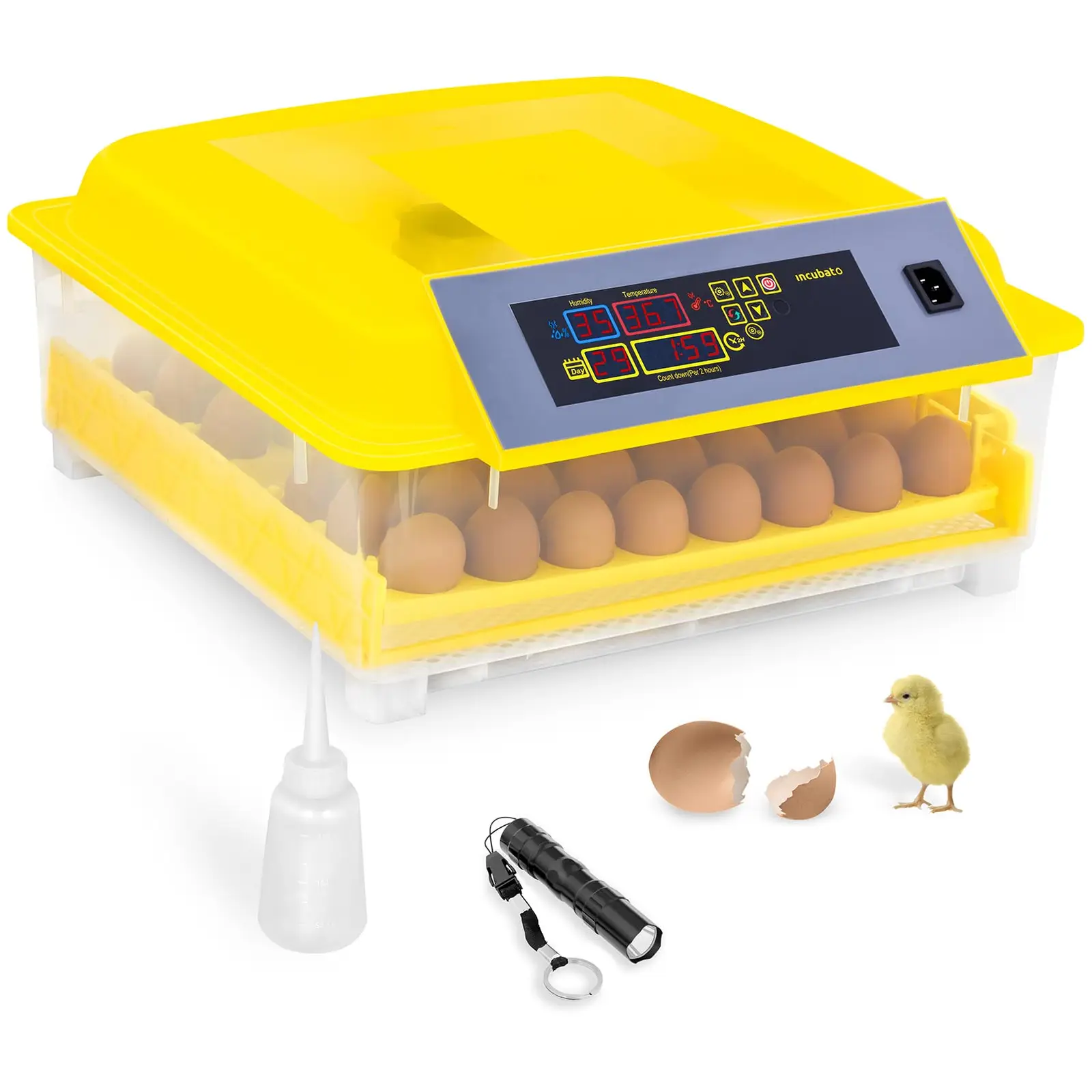 Incubadora - 48 huevos - ovoscopio y dispensador de agua - totalmente automática