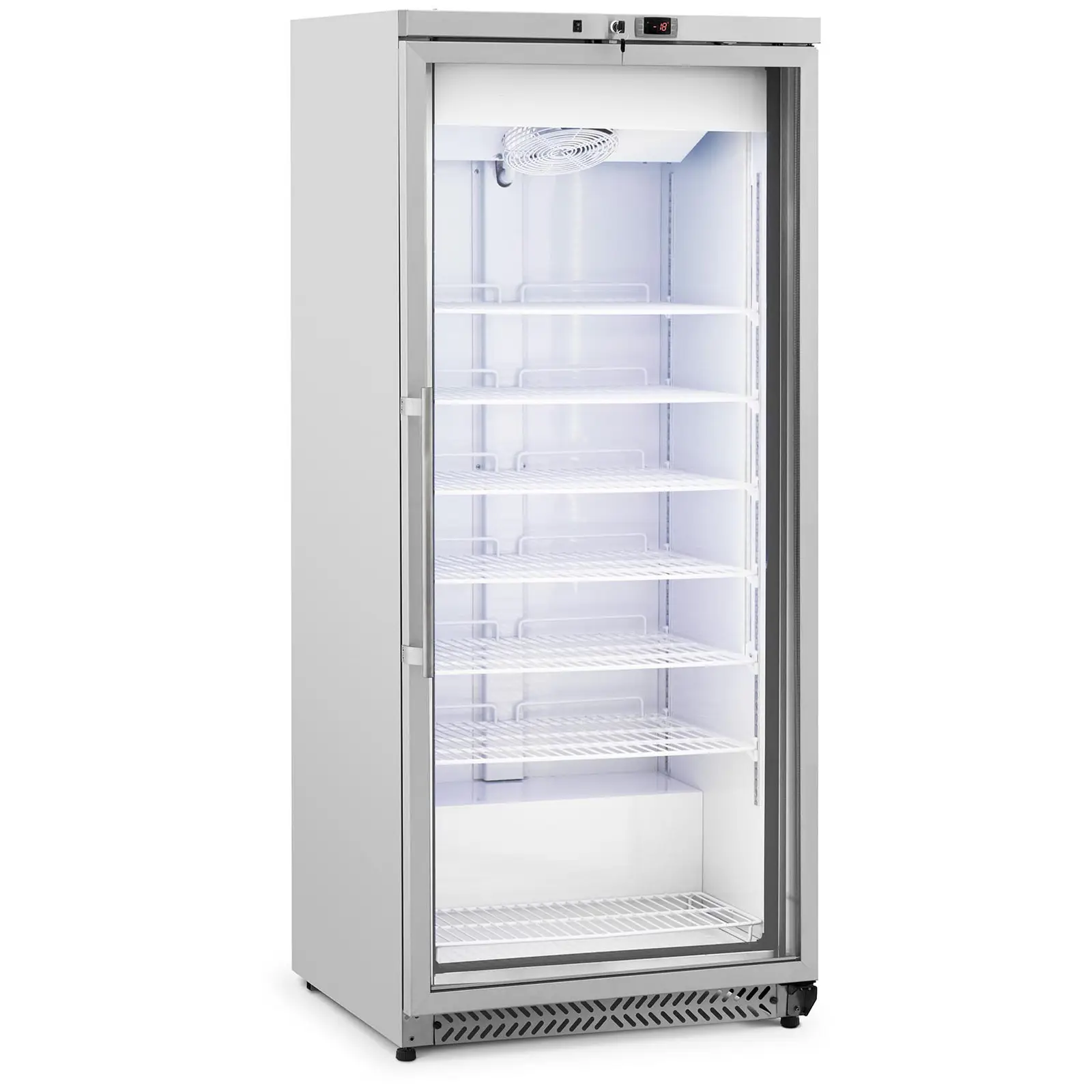 Congelador - 580 L - Royal Catering - puerta de vidrio - plateado - refrigerante R290