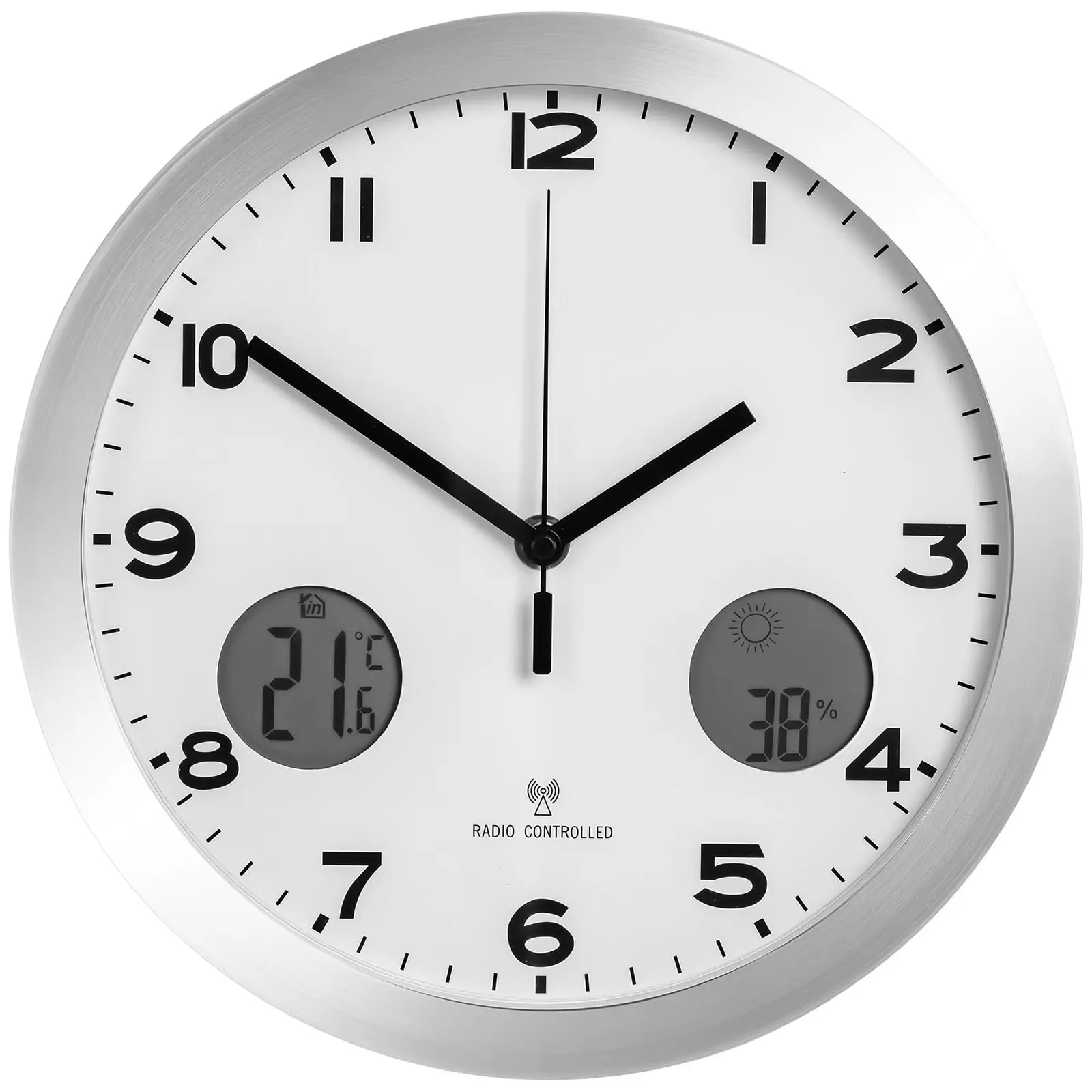 Reloj de pared - radiocontrol - Ø 30 cm - termómetro - higrómetro