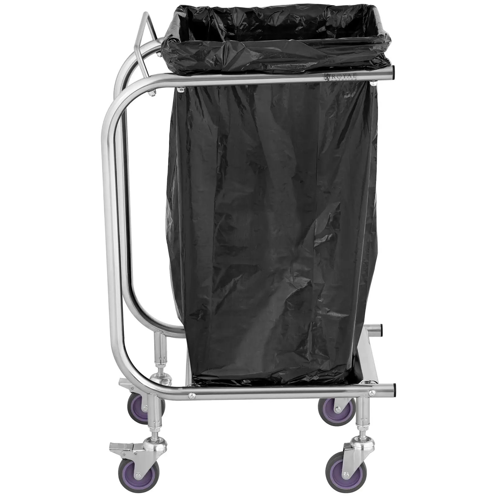 Soporte para bolsas de basura - Plateado - ruedas: 4 (con 2 frenos) - Royal Catering