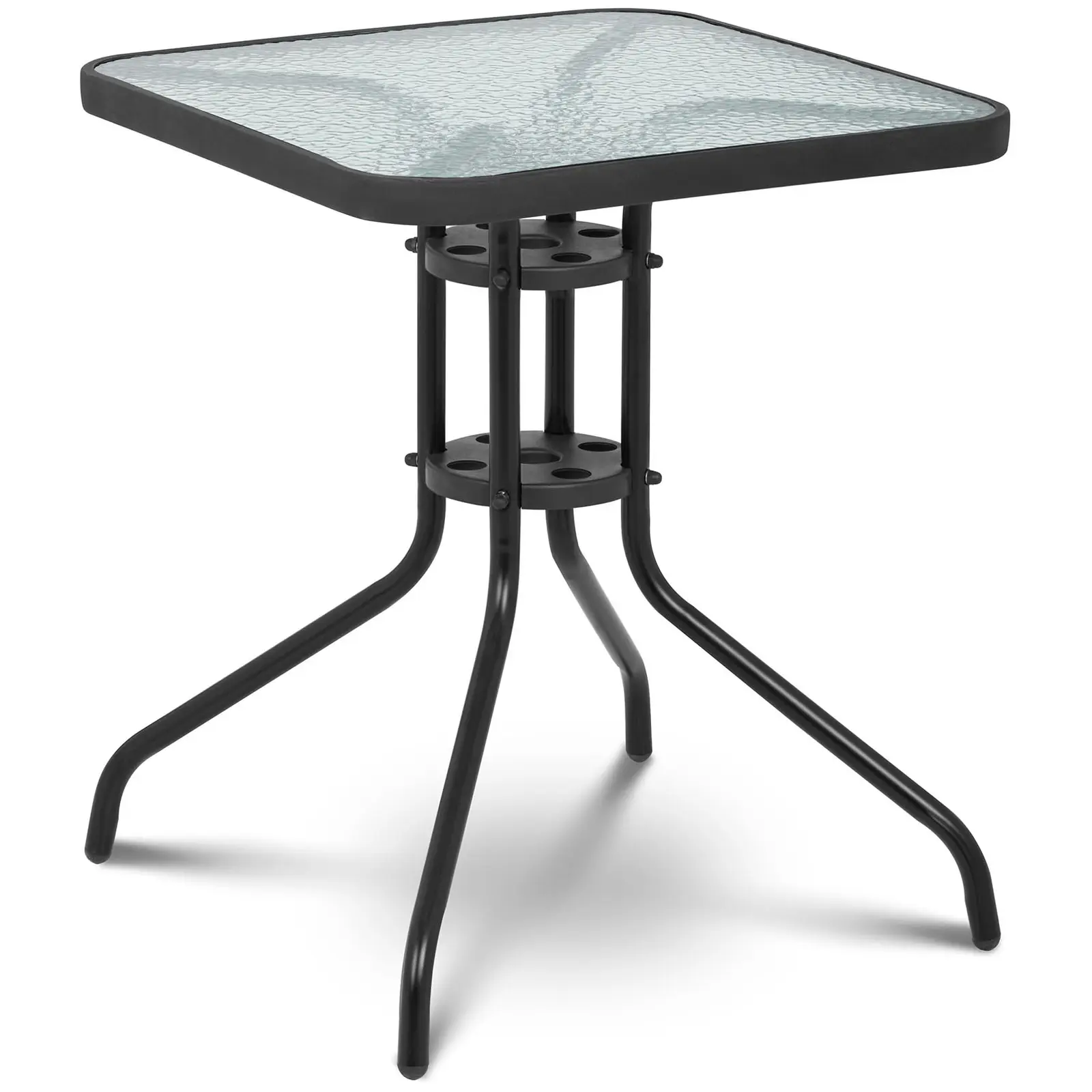 Mesa de jardín - 60 x 60 cm - lámina de vidrio - negra
