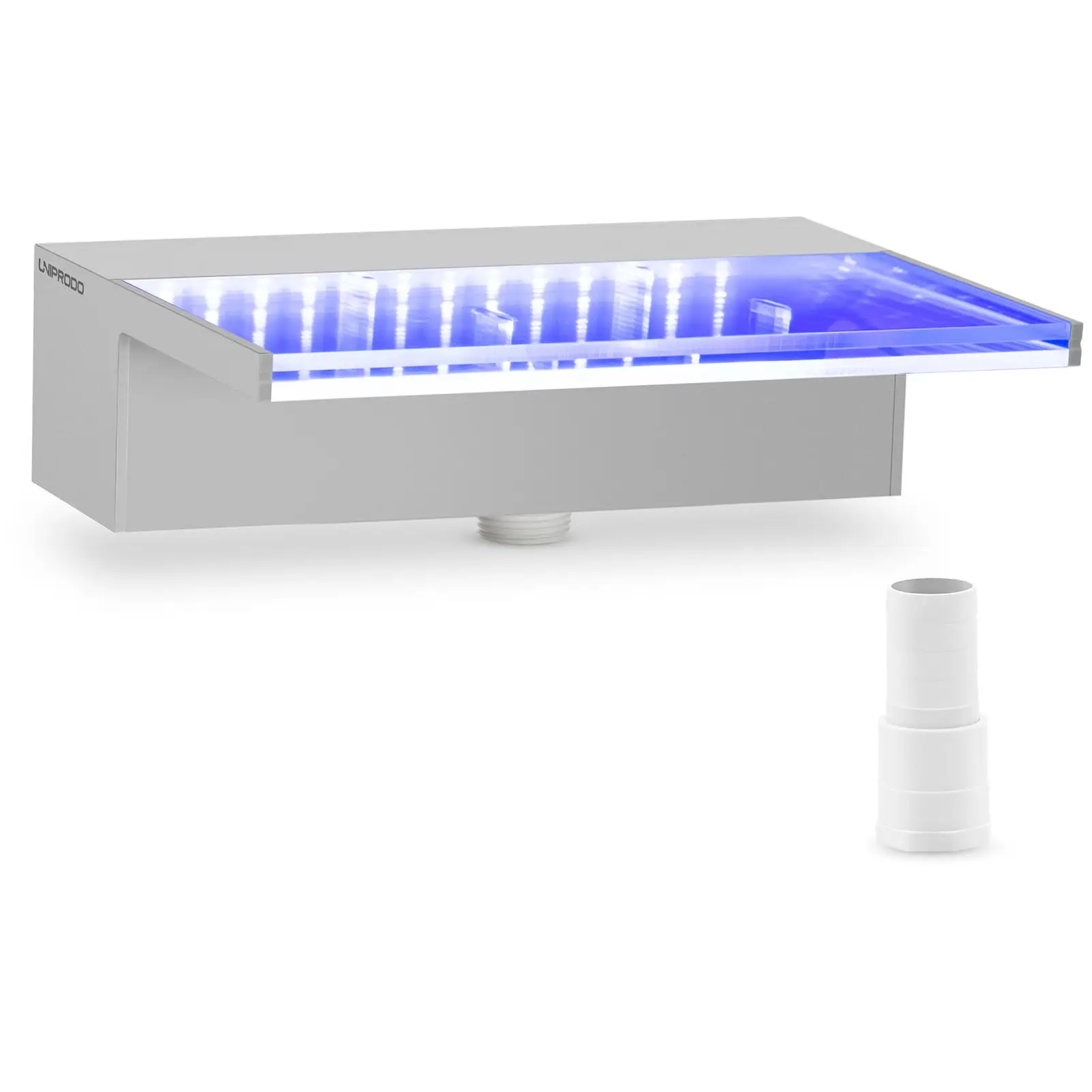 Cascada para piscina - 30 cm - Iluminación LED - azul/blanco - salida de agua: 135 mm