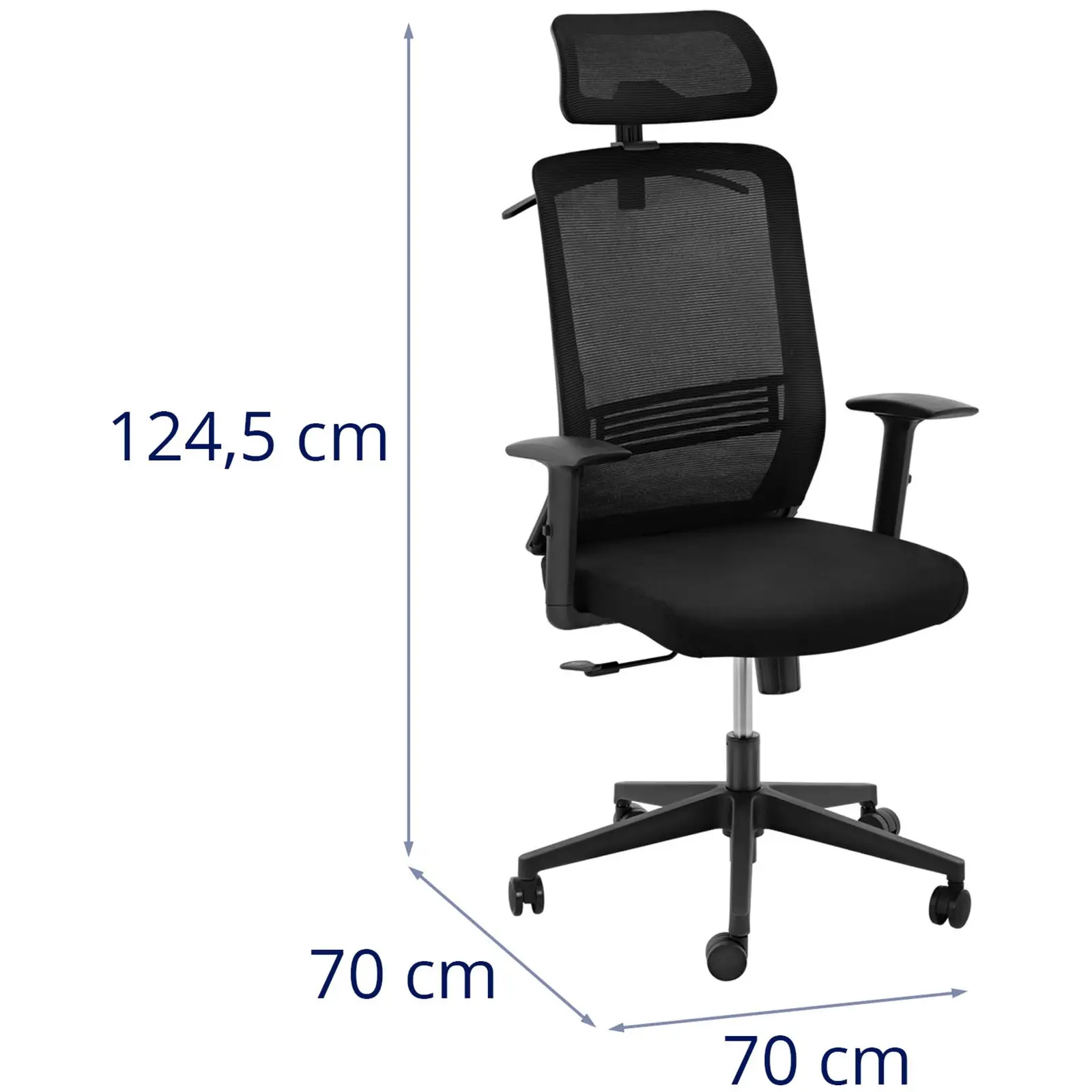 Silla de escritorio - respaldo de red - reposacabezas - asiento de 50 x 61 cm - hasta 150 kg - negra