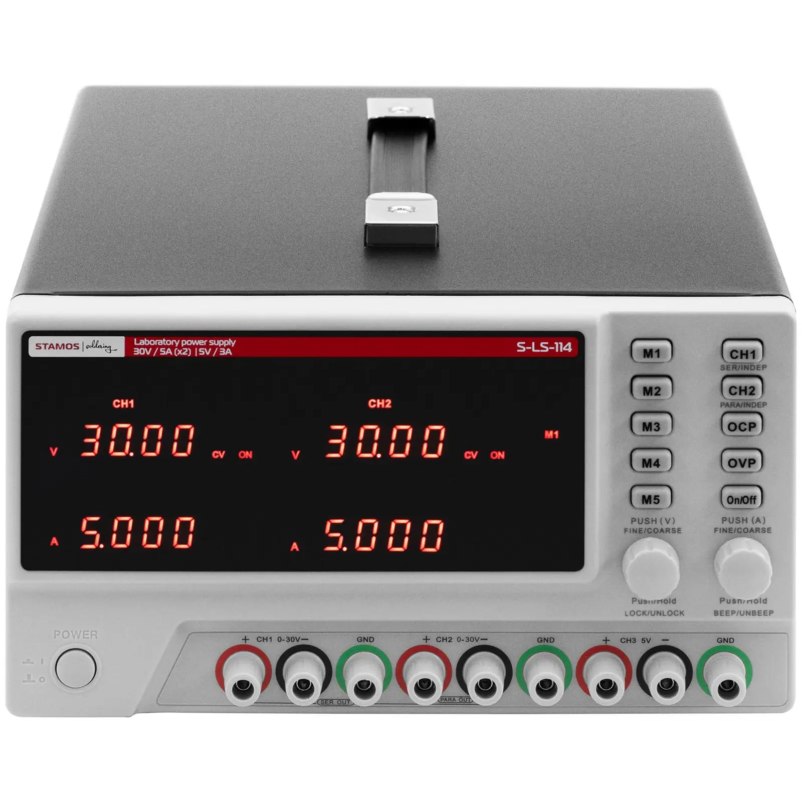 Fuente de alimentación para laboratorio - 0 - 30 V - 0 - 5 A DC - 550 W - 5 puestos de memoria - pantalla LED - USB/RS232