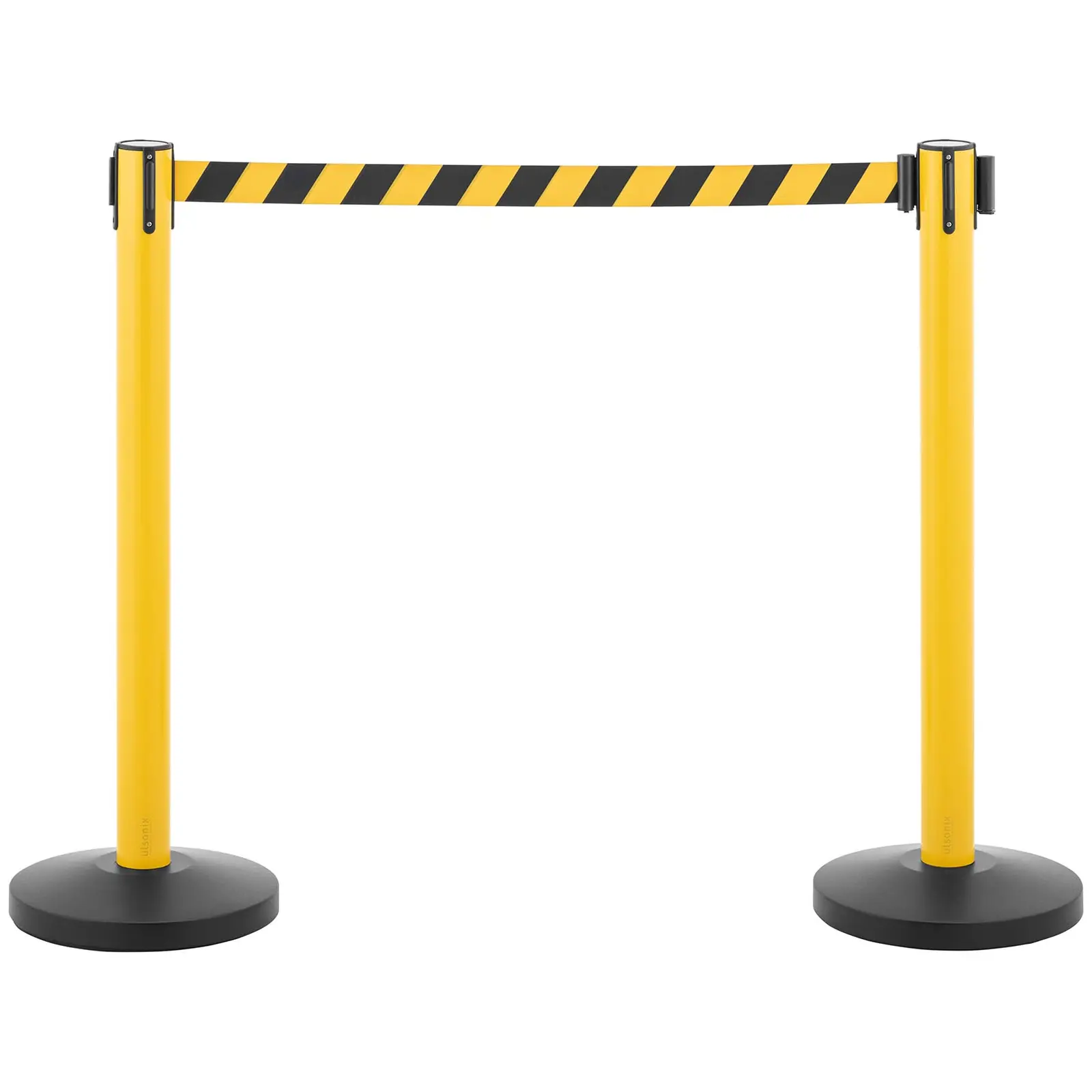 2 postes de barrera con cinta - 200 cm - amarillo/negro