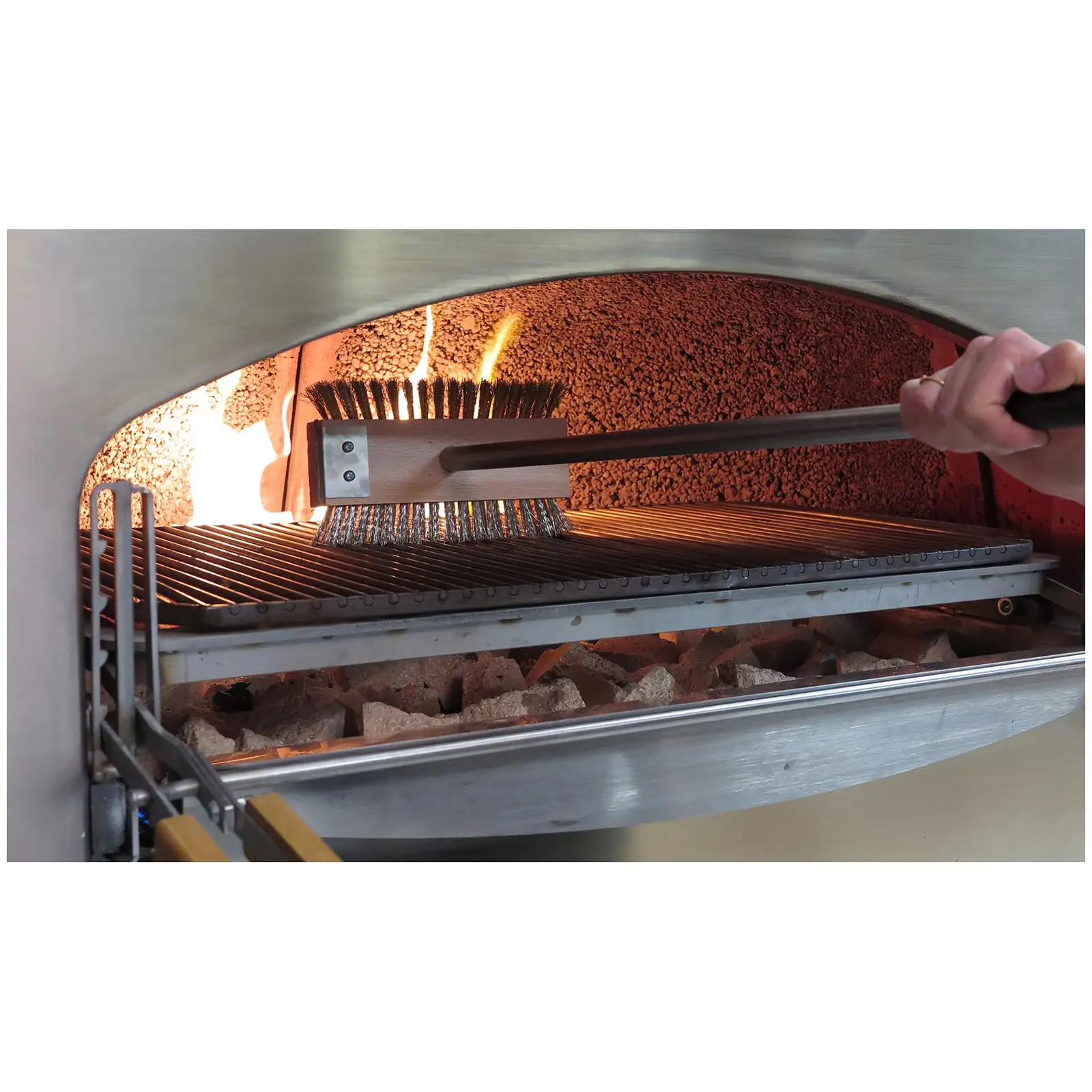 Cepillo para horno de pizza - Cabezal doble: 20 x 11,7 cm - Mango de acero inoxidable: 100 cm