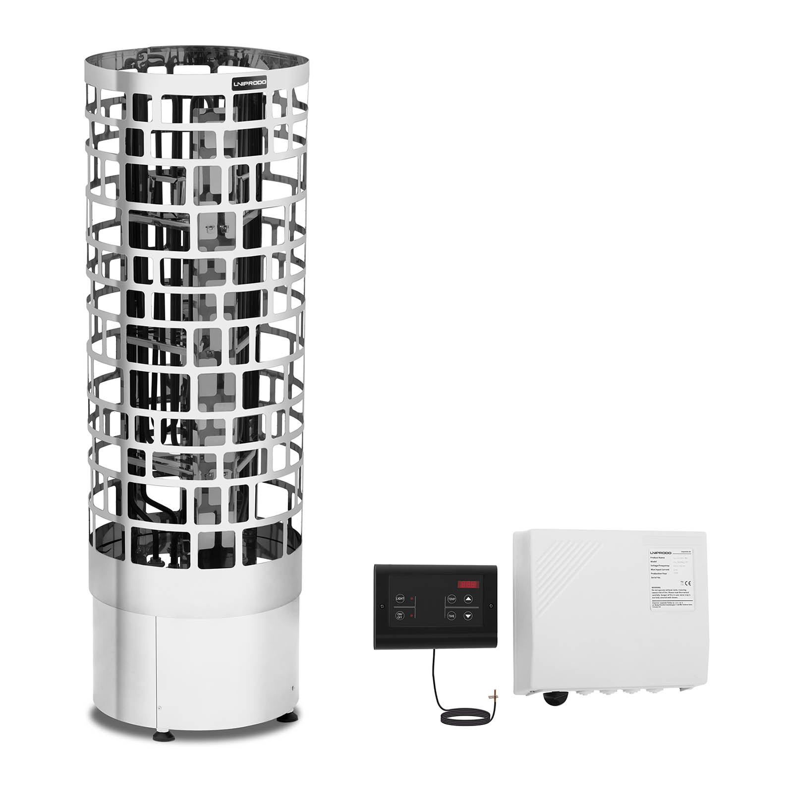 Set de horno de sauna y panel de control - 9 kW - estufa cilíndrica - de 30 a 110 °C