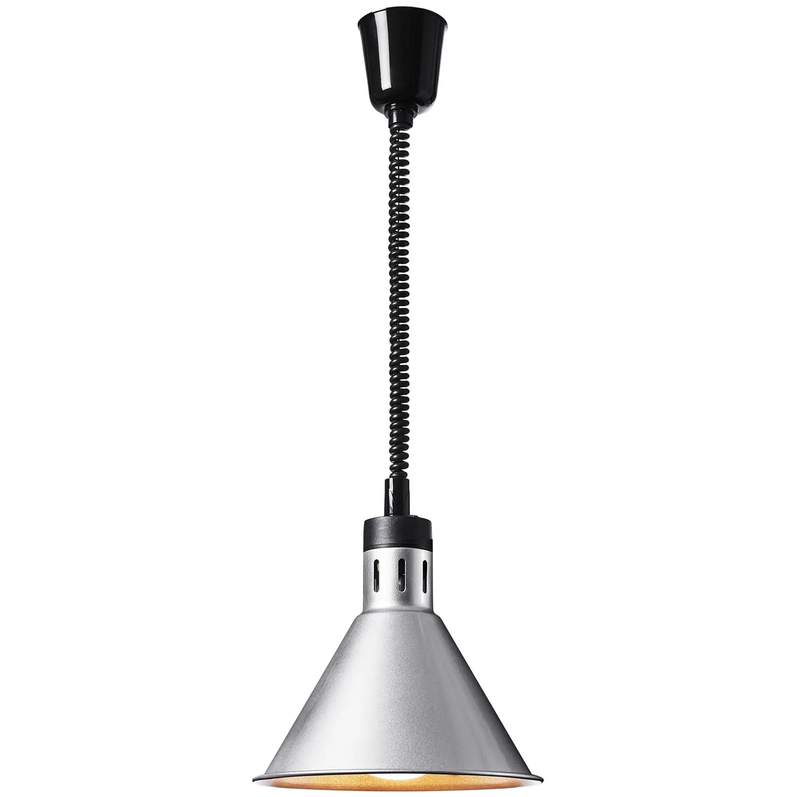 Lámpara calentadora de alimentos - plateada - 27.5 x 27.5 x 31 cm - Royal Catering - acero - regulable en altura