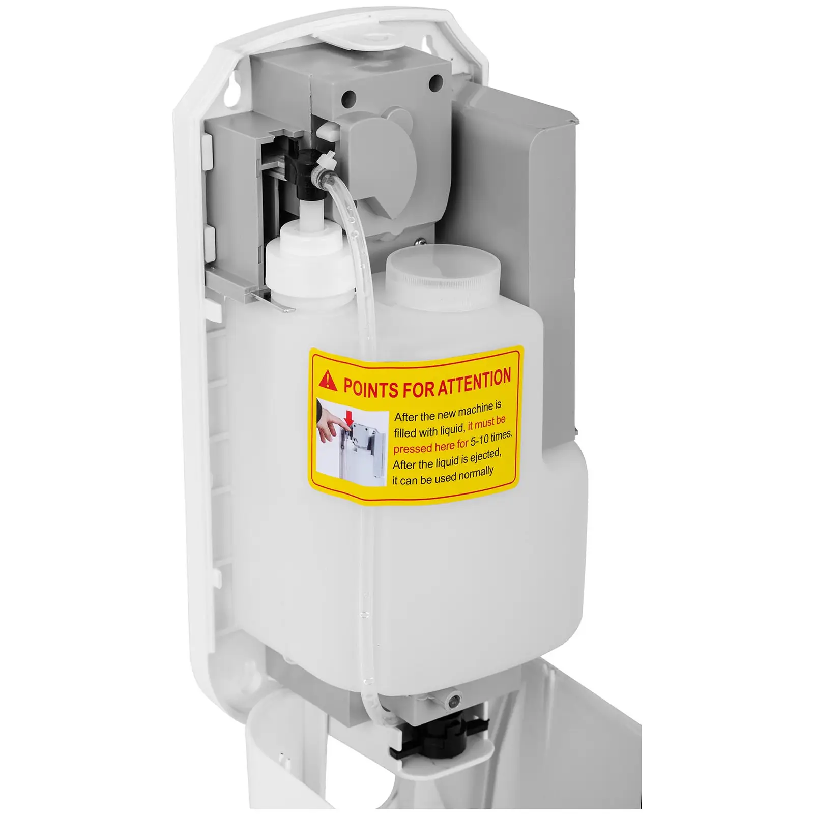 Dispensador de jabón automático - para desinfectante - 1 L - montaje en pared - con cerradura - blanco