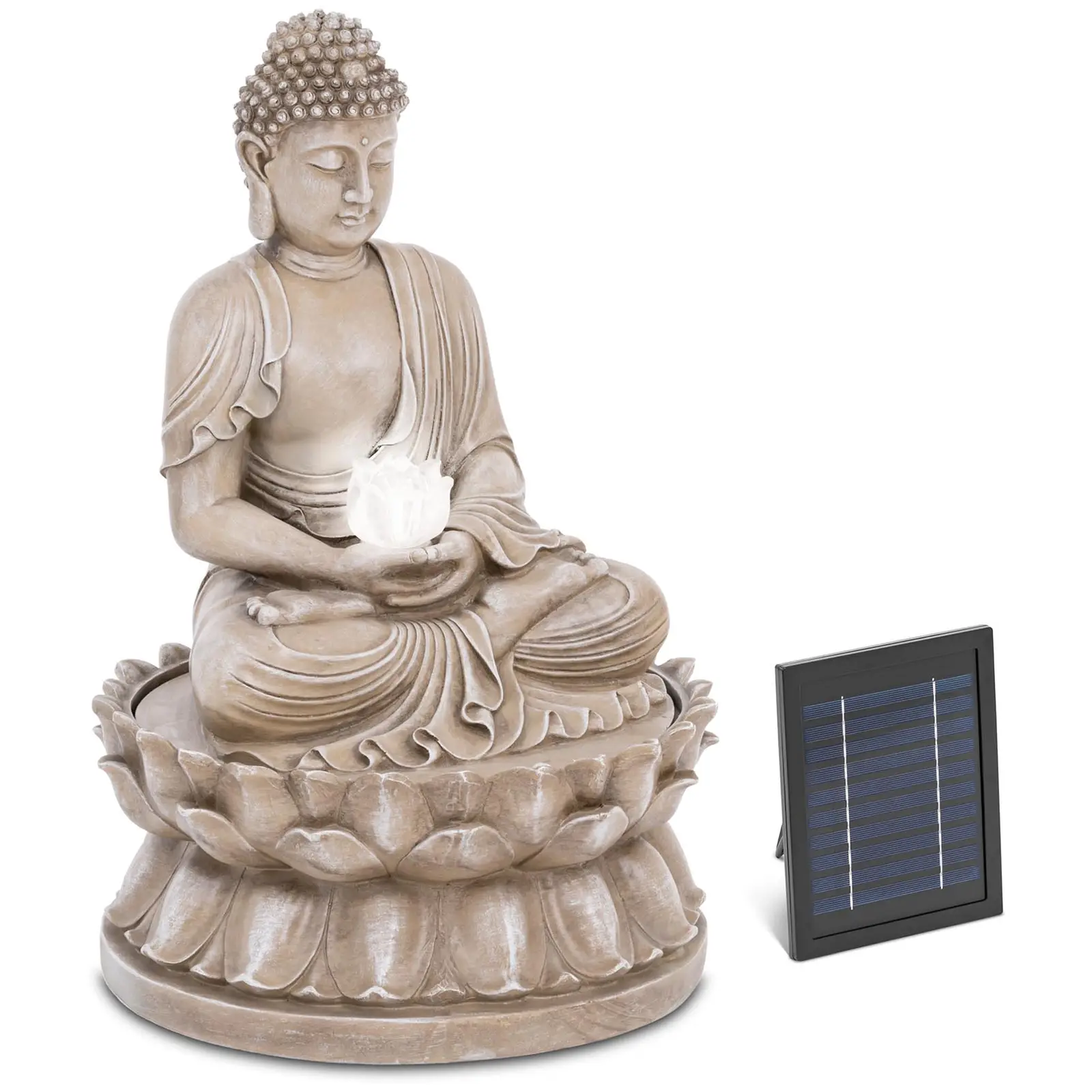 Fuente de jardín solar - Buda sentado - iluminación LED