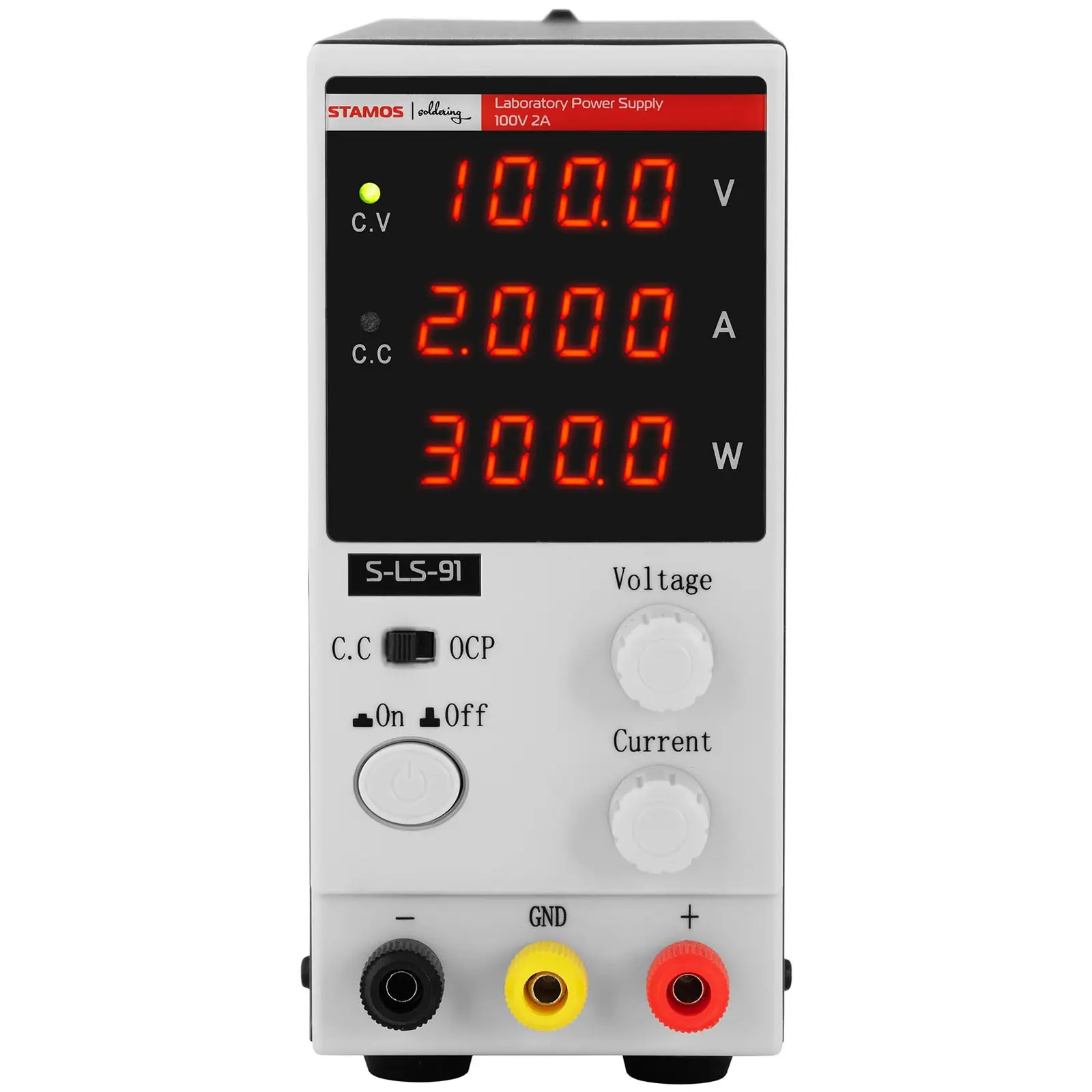 Fuente de alimentación para laboratorio - 0 - 100 V - 0 - 2 A DC - 200 W - pantalla LED de cuatro dígitos