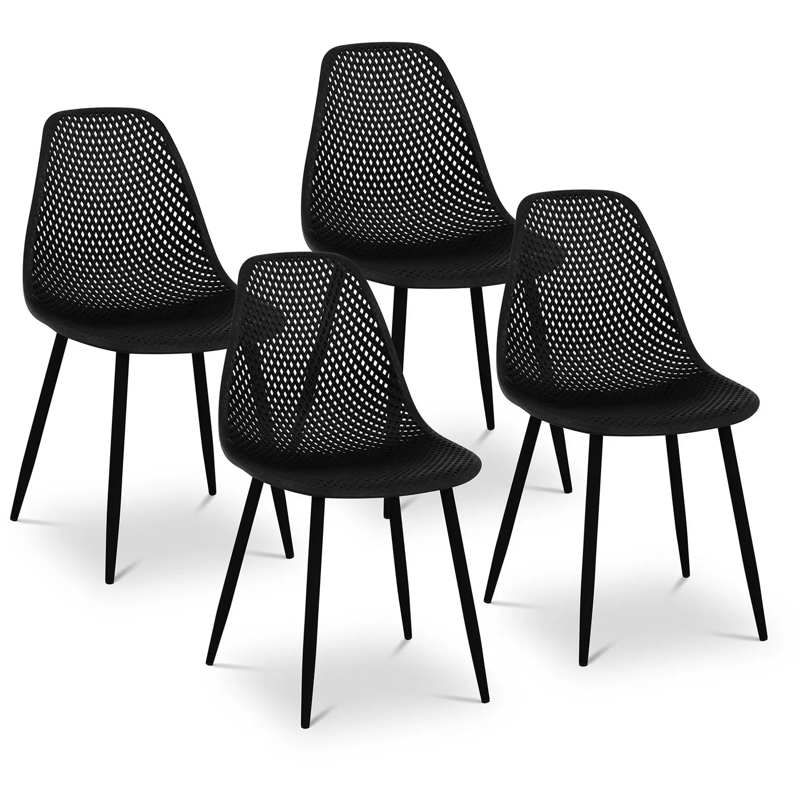 Silla - set de 4 - hasta 150 kg - superficie de sentado 52 x 46,5 cm - negra