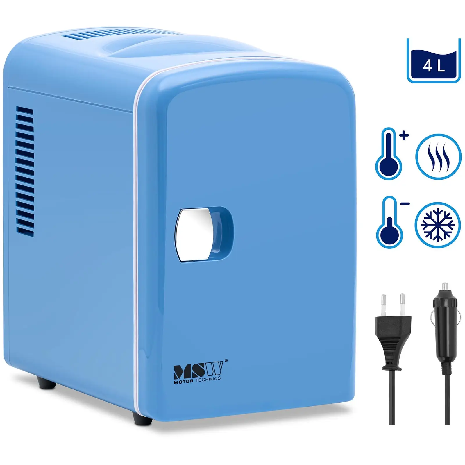 Mini refrigerador 12 V / 230 V - aparato 2 en 1 con función de mantenimiento de calor - 4 L - azul