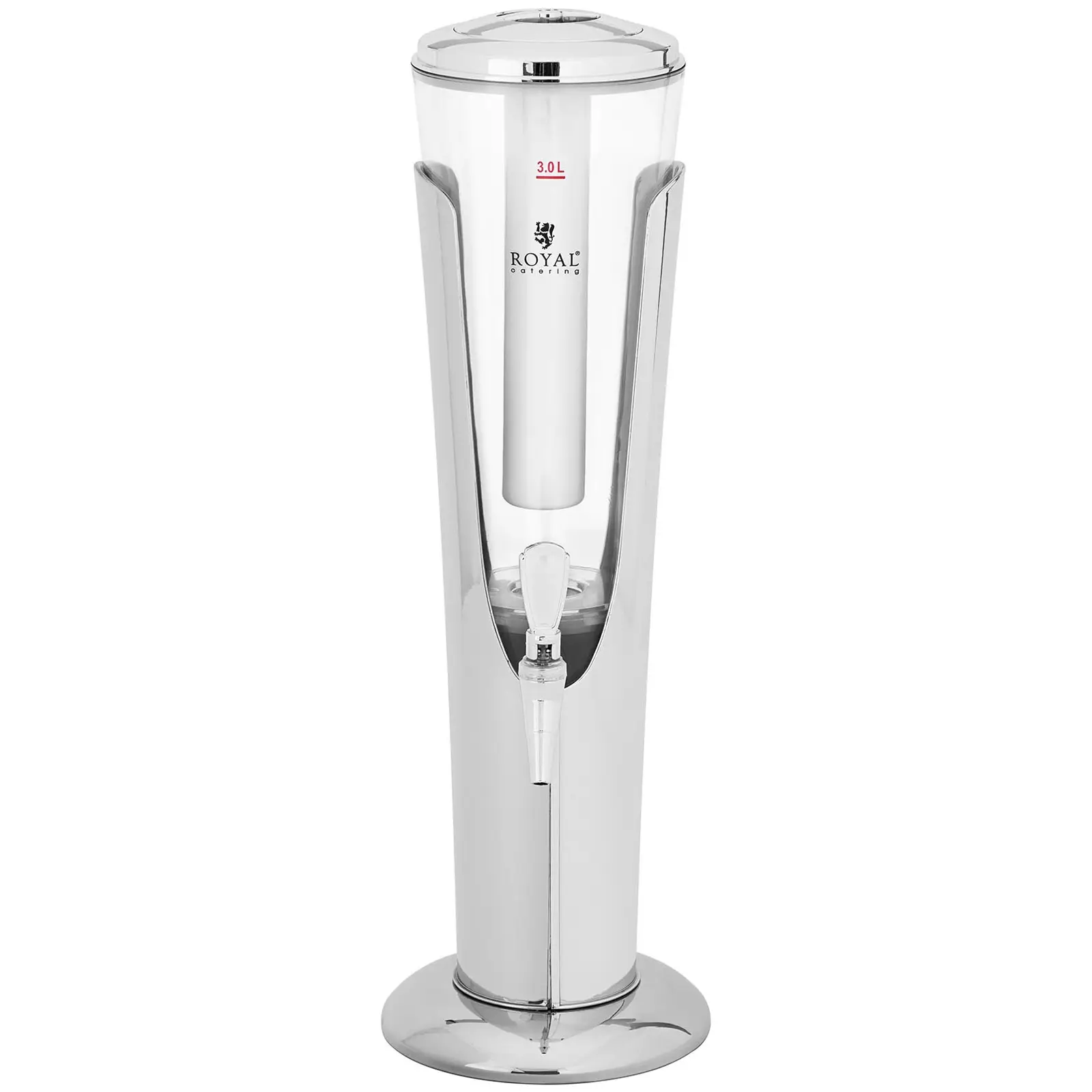 Dispensador de bebidas frías - 3 L - sistema de enfriamiento - para vasos hasta 198 mm - iluminación LED - plateado - Royal Catering