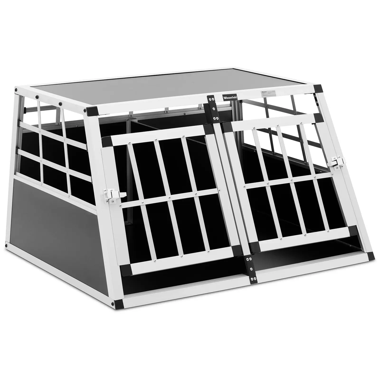 Caja transportadora de perros - aluminio - trapezoidal - 70 x 90 x 50 cm - con separador