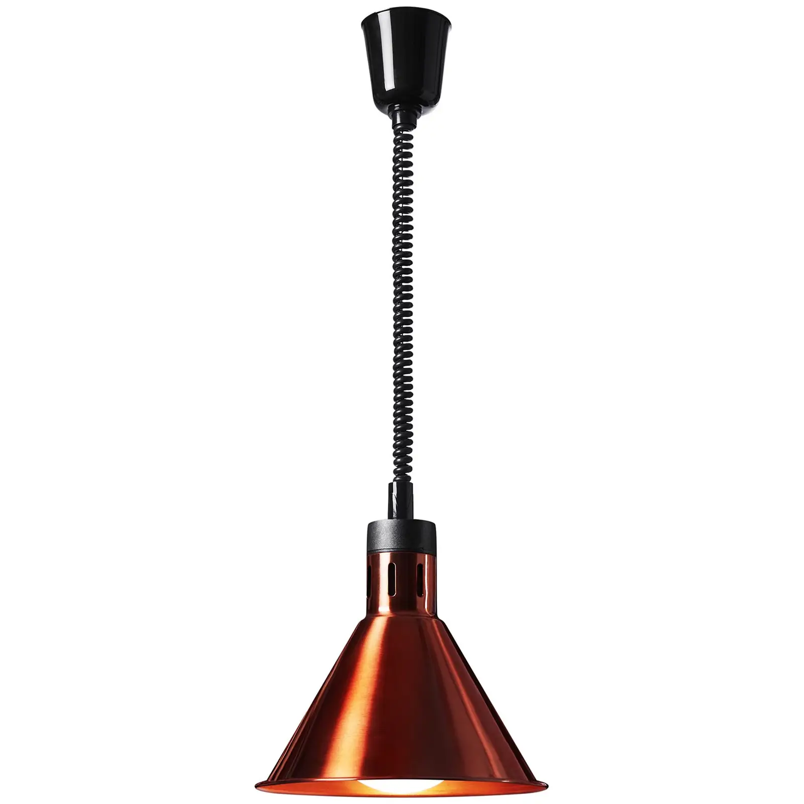 Lámpara calentadora de alimentos - óptica: cobre - 27 x 27 x 31 cm - Royal Catering - acero - regulable en altura